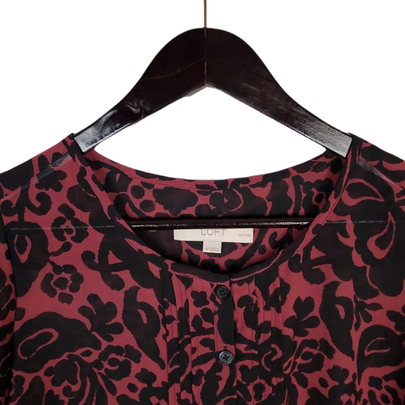 THE LOFT Floral Sheer Long Sleeve Button Up Blouse - Picture 4 of 8